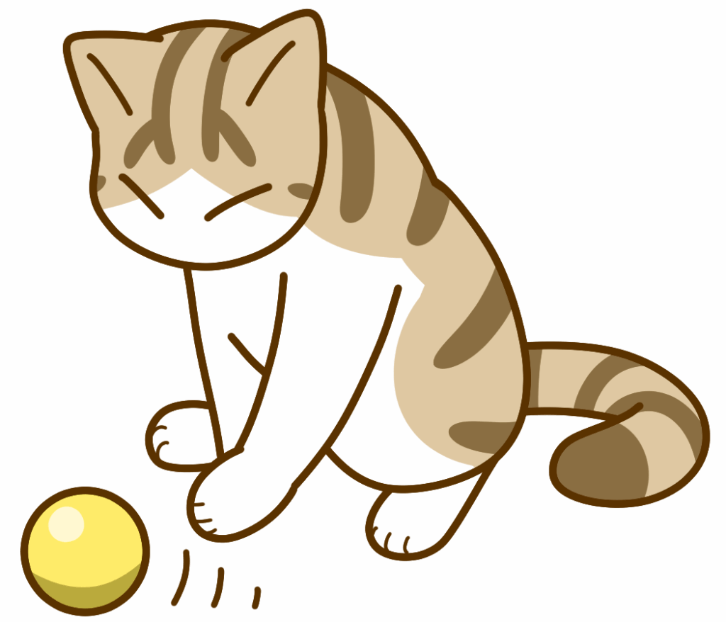 ボール遊びキジ猫