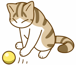 ボール遊びキジ猫